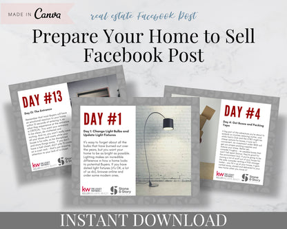 Real Estate Prepare to Sell Facebook Posts - Instant Download - Real Estate Marketing - Realtor - Real Estate Agent