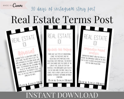 Real Estate Terms Instagram Story - Black Stripe