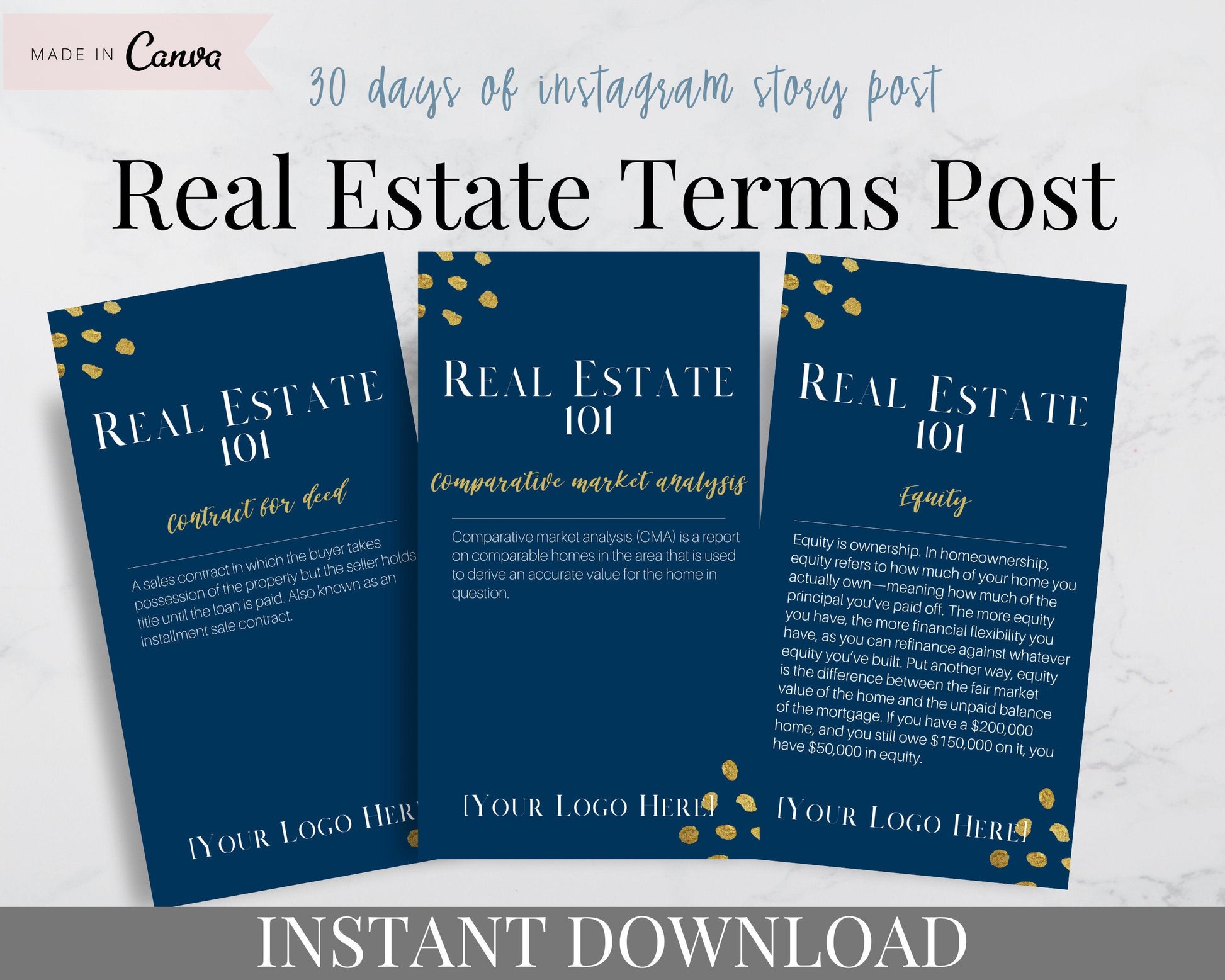 Real Estate Terms Instagram Story - Navy