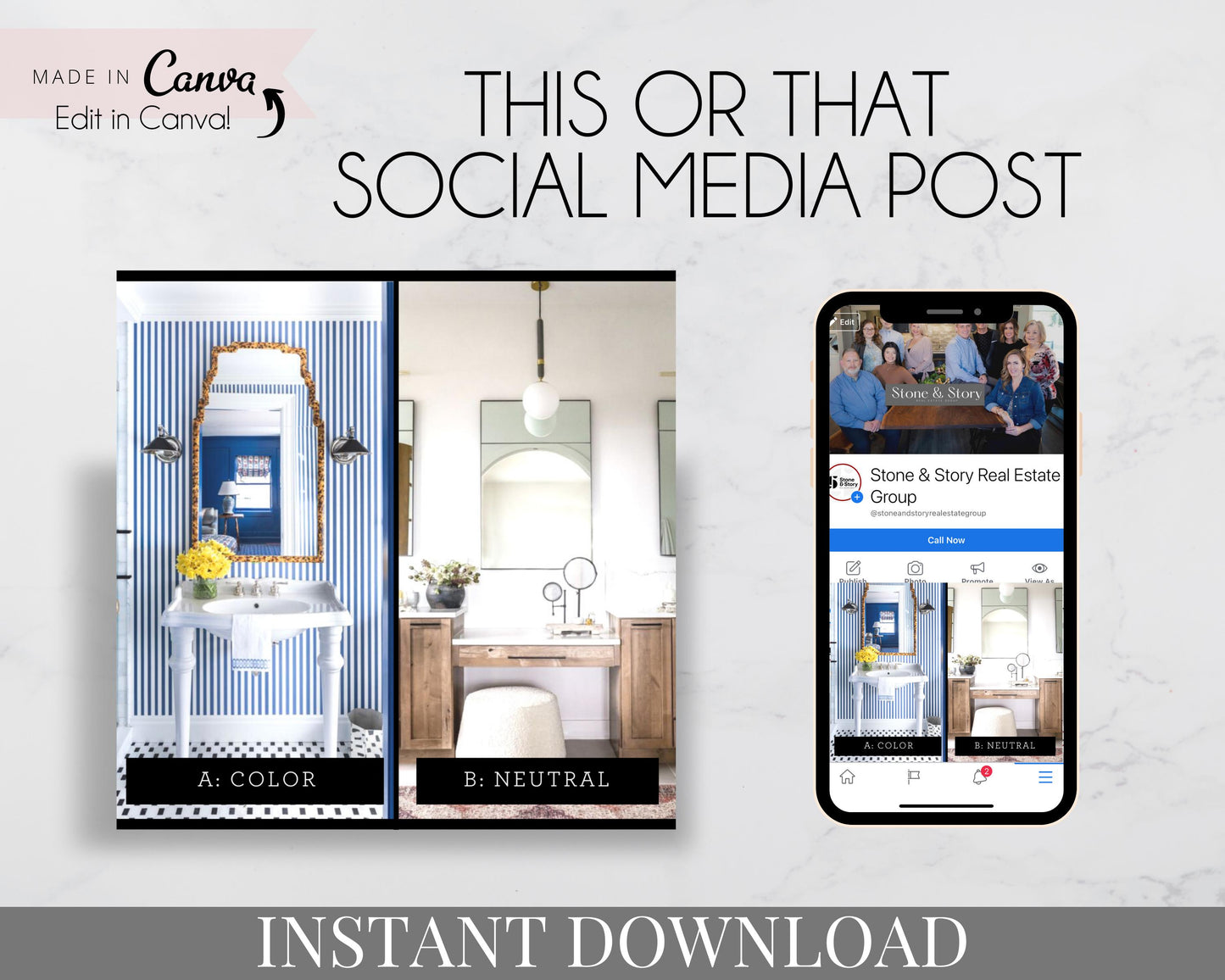 Real Estate This or That Social Media Posts for Realtors, Agents - Instant Download - Edit in Canva