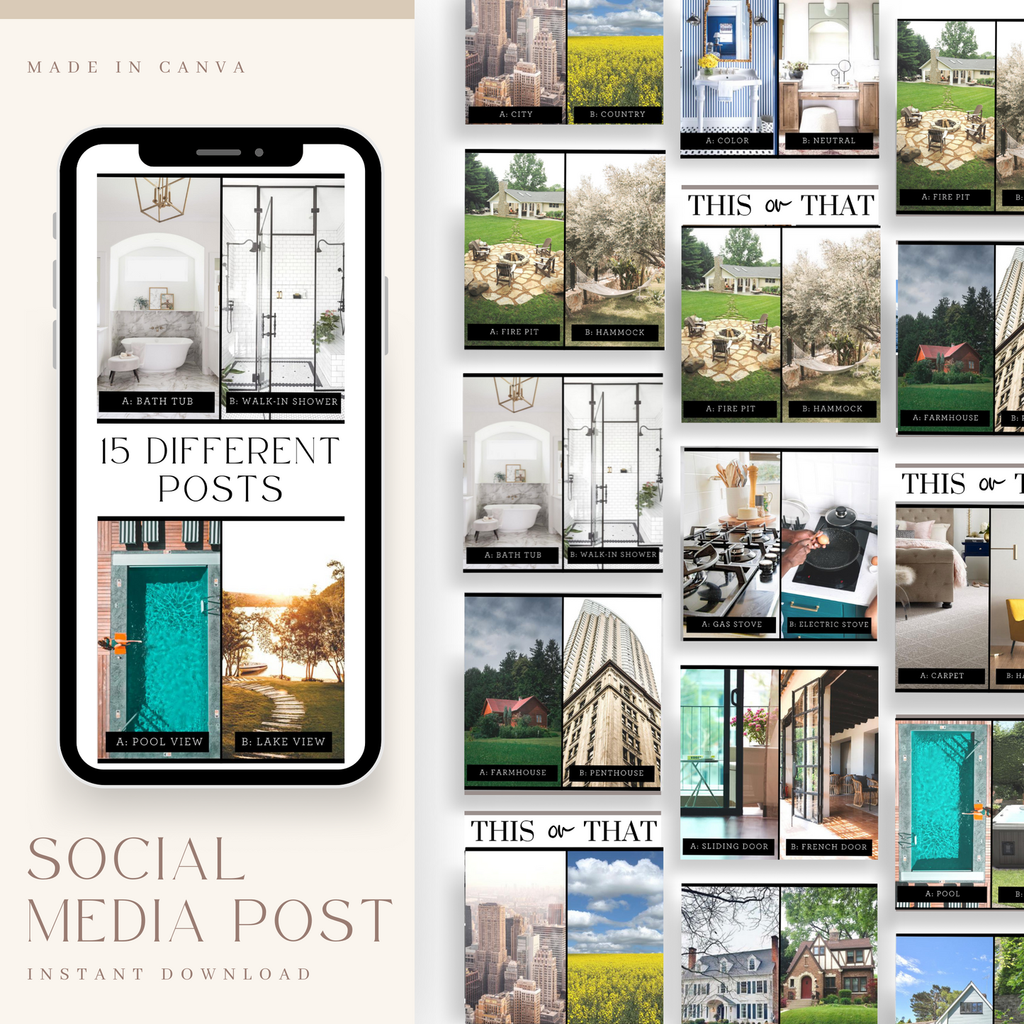 Real Estate This or That Social Media Posts - Minimal Brand Style