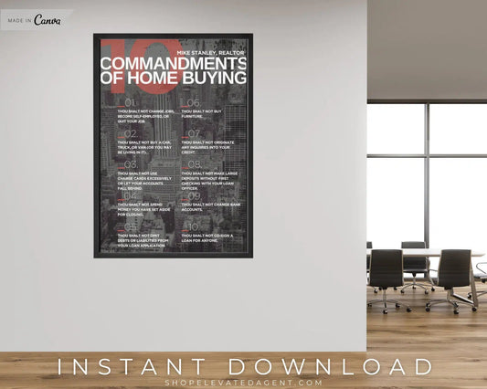 Real Estate Template for Office Poster Real Estate Office Decor for Real Estate Agent Poster Template for Real Estate Commandments 