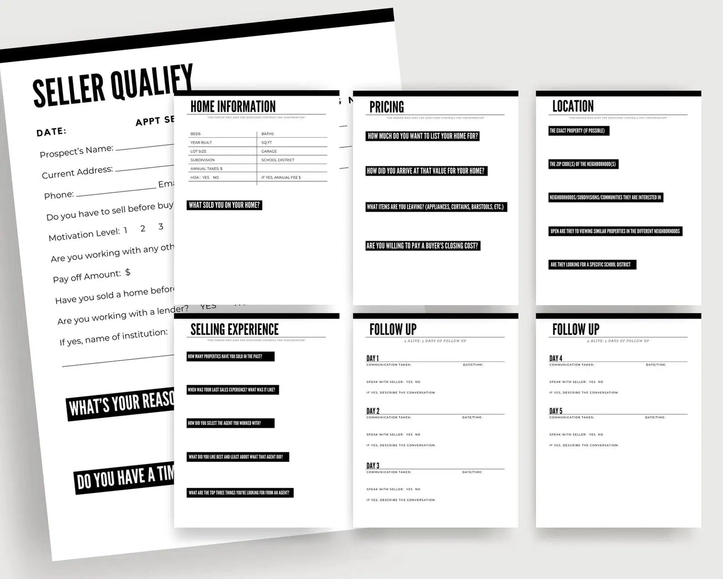 Real Estate Template for Buyer and Seller Questionnaire Real Estate Form Template for Sellers Real Estate Form Template for Buyers Real Estate Questionnaire Template Real Estate Follow-up Form Template