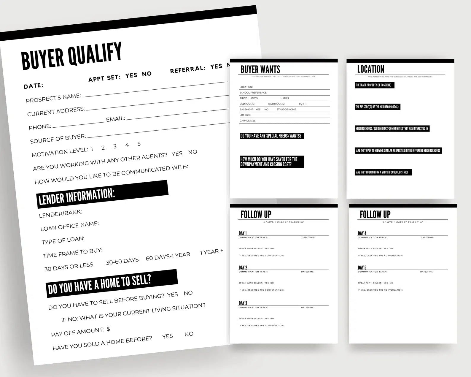 Real Estate Template for Buyer and Seller Questionnaire Real Estate Form Template for Sellers Real Estate Form Template for Buyers Real Estate Questionnaire Template Real Estate Follow-up Form Template
